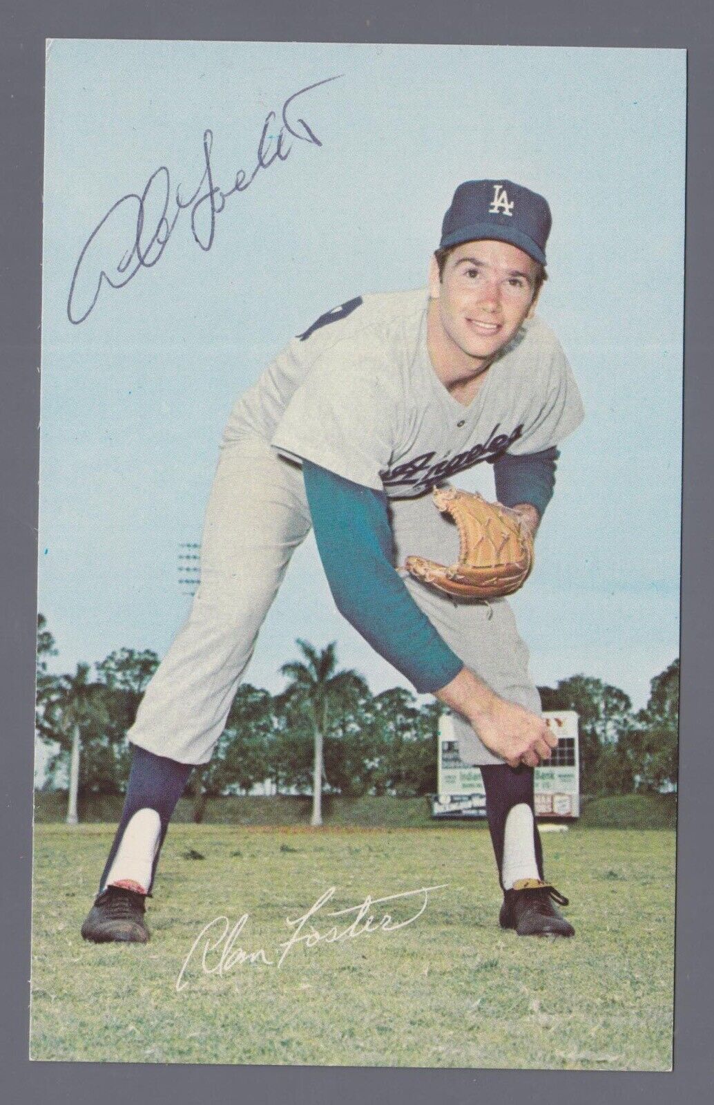 Alan Foster L.A. Dodgers Signed Postcard with B&E Hologram