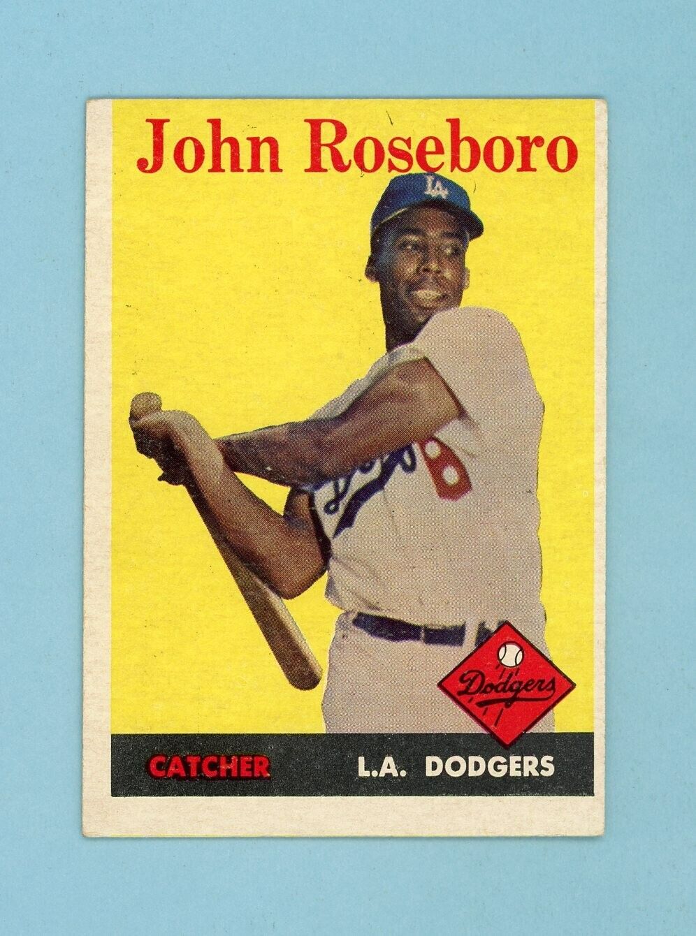 1958 Topps #42 John Roseboro Los Angeles Dodgers Rookie Baseball Card EX+ o/c