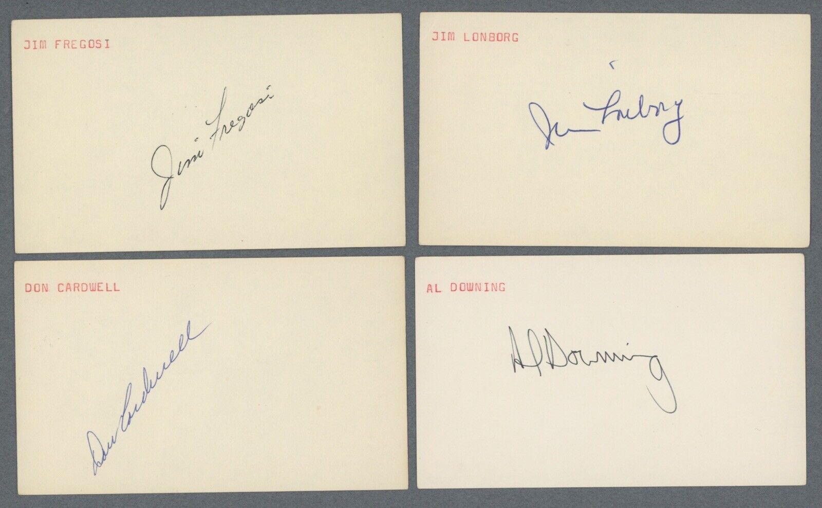 Lot of 10 Diff 1960s MLB Stars Signed 3x5 Index Cards w/ holograms Kekich Fox ++