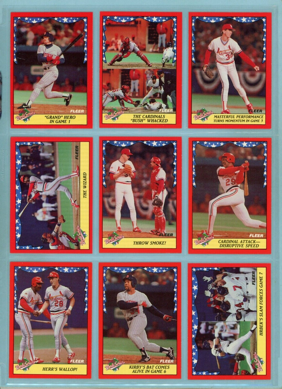 1988 Fleer Set of 12 1987 World Series Special Baseball Cards NM