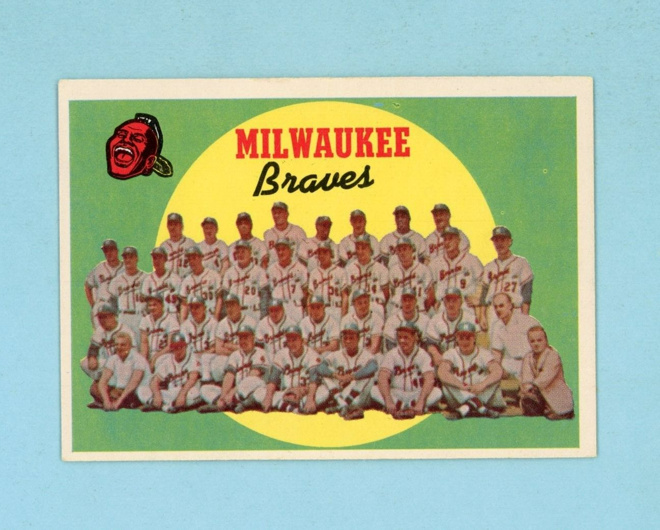 1959 Topps #419 Milwaukee Braves Team Baseball Card Ex/Ex+ checked back