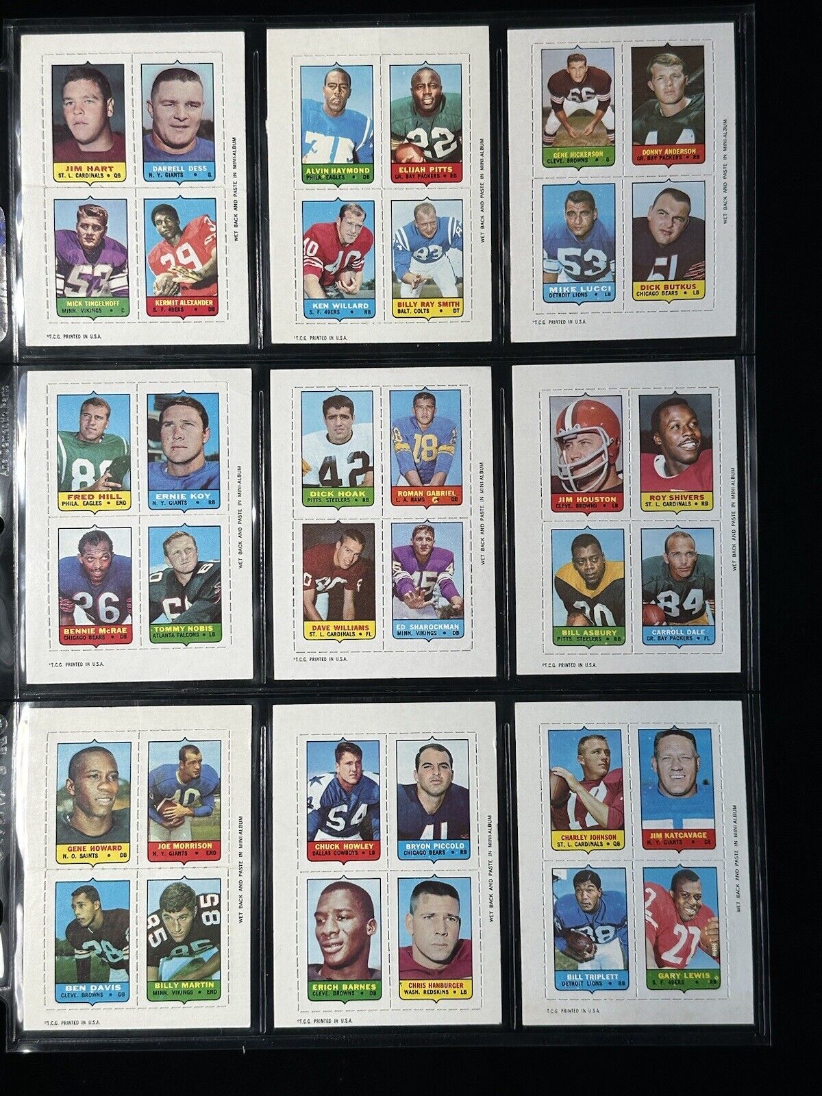 1969 Topps Football 4 in 1 Complete Set of 66 - Overall NM (a few lesser)