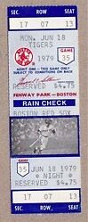Boston Red Sox Fenway Park Unused Ticket 6/18/79 