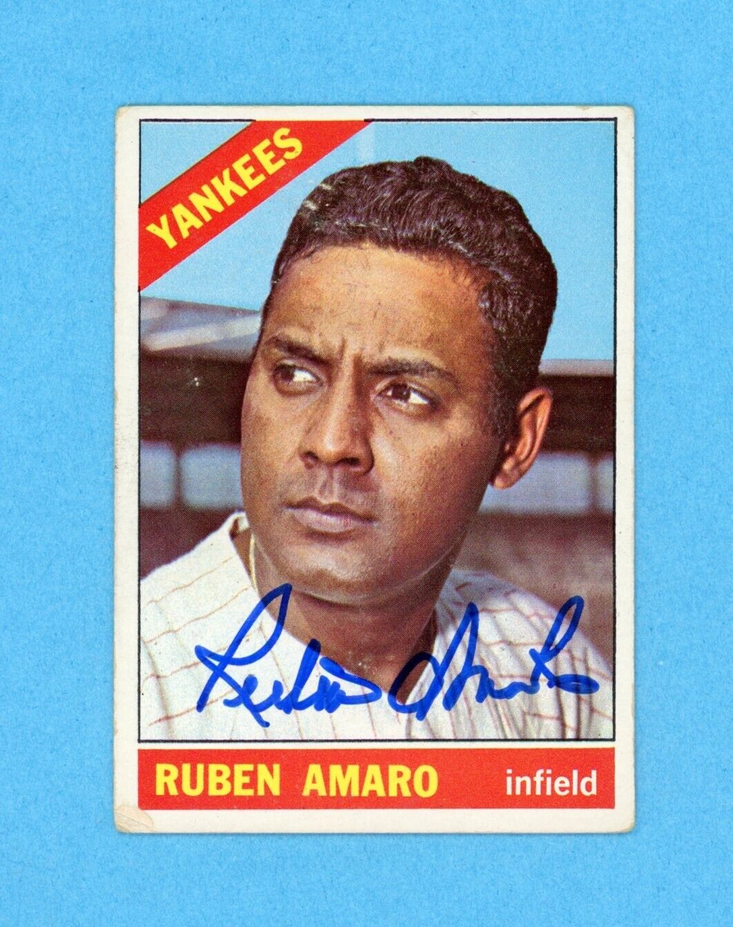 Ruben Amaro 1966 Topps Signed Card #186 Auto w B&E Hologram