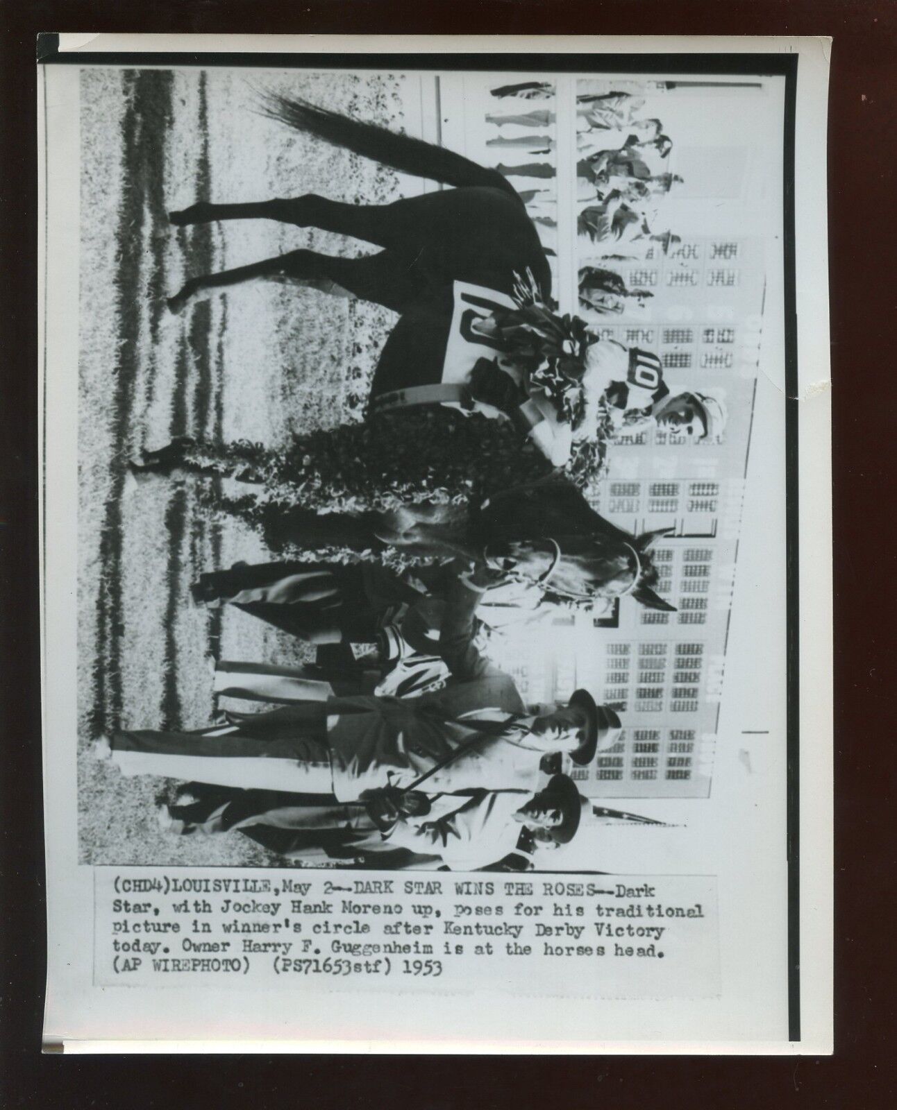 May 2 1953 Dark Star Wins Kentucky Derby 6 1/2 X 8 1/2 Wire Photo