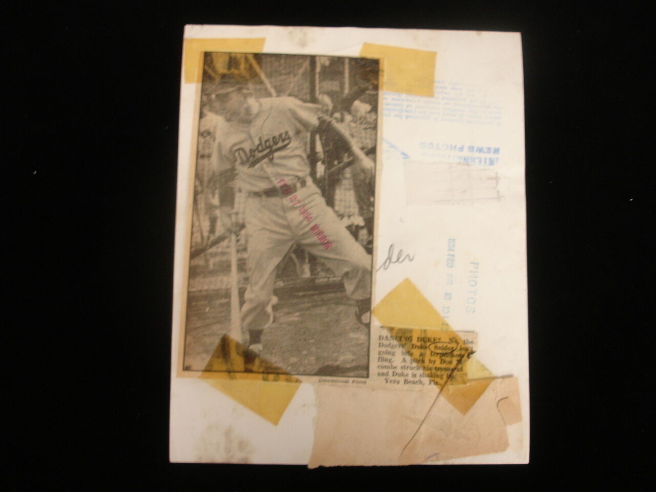 1954 Duke Snider Los Angeles Dodgers Wire Photograph - 7" x 9"