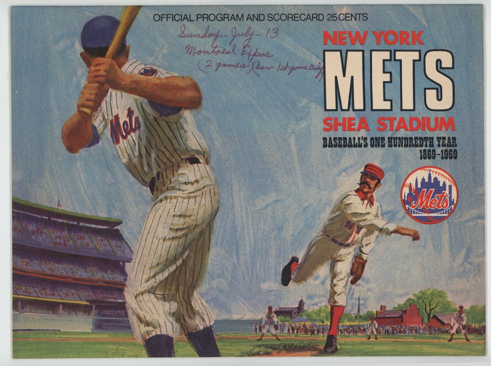 July 13, 1969 NY Mets vs Montreal Expos Program at Shea Stadium • Neatly Scored