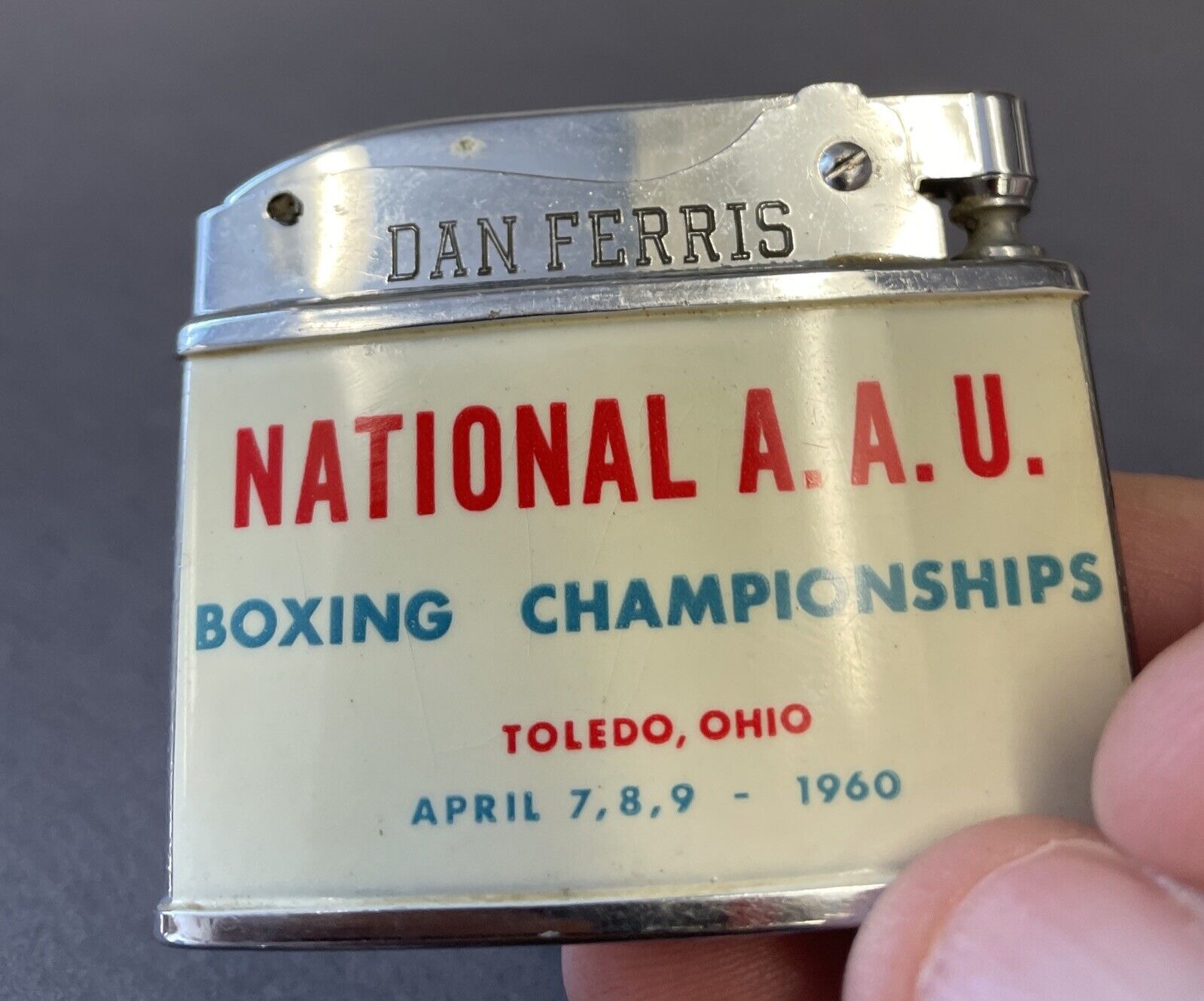 National A.A.U. April 1960 Cigarette Lighter • 18 yr old Cassius Clay Wins