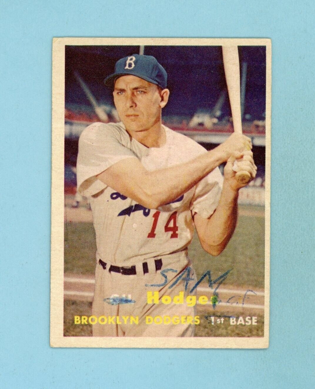 1957 Topps #80 Gil Hodges Brooklyn Dodgers Baseball Card Low Grade