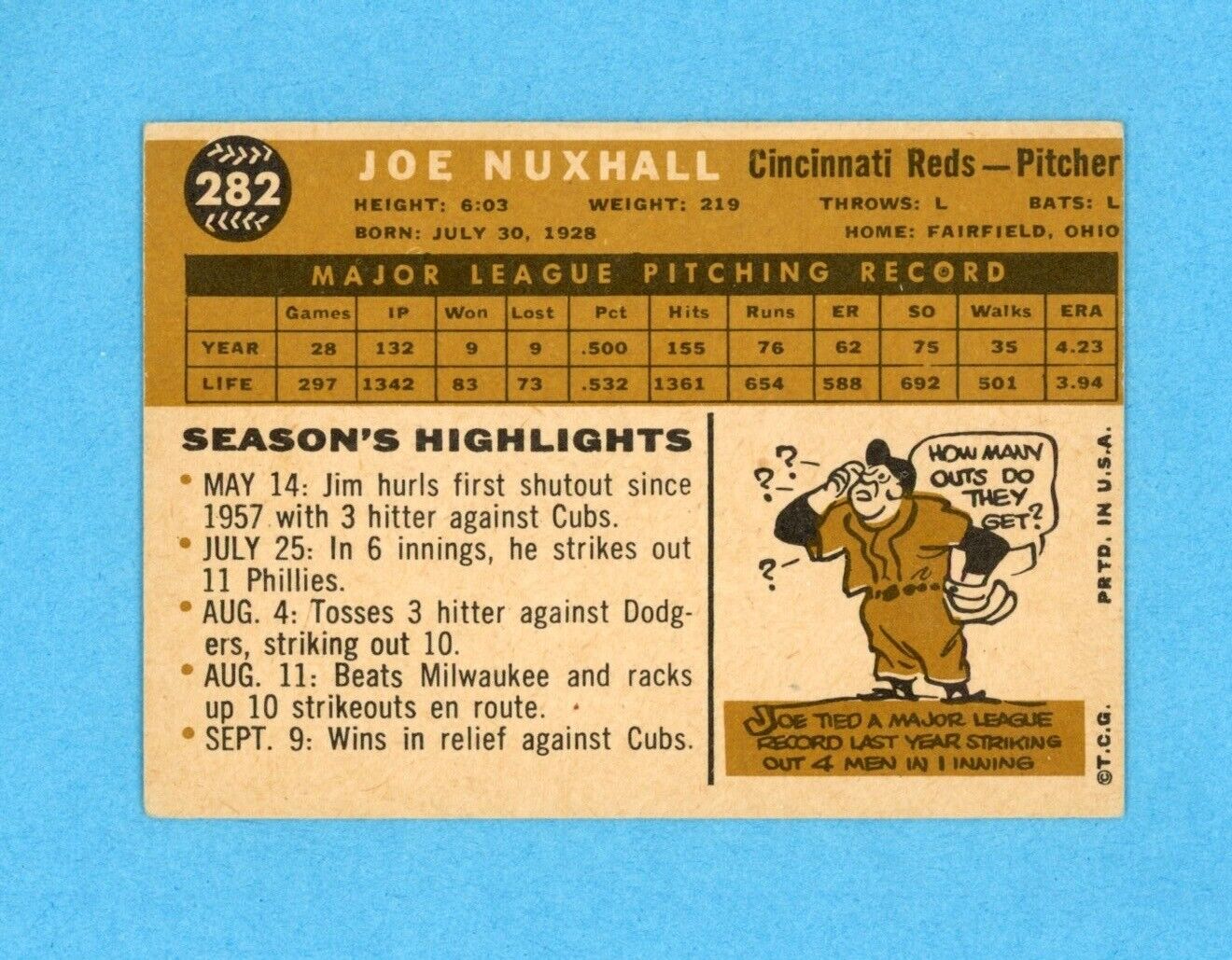 Joe Nuxhall Signed 1960 Topps Card #282 Auto with B&E Hologram