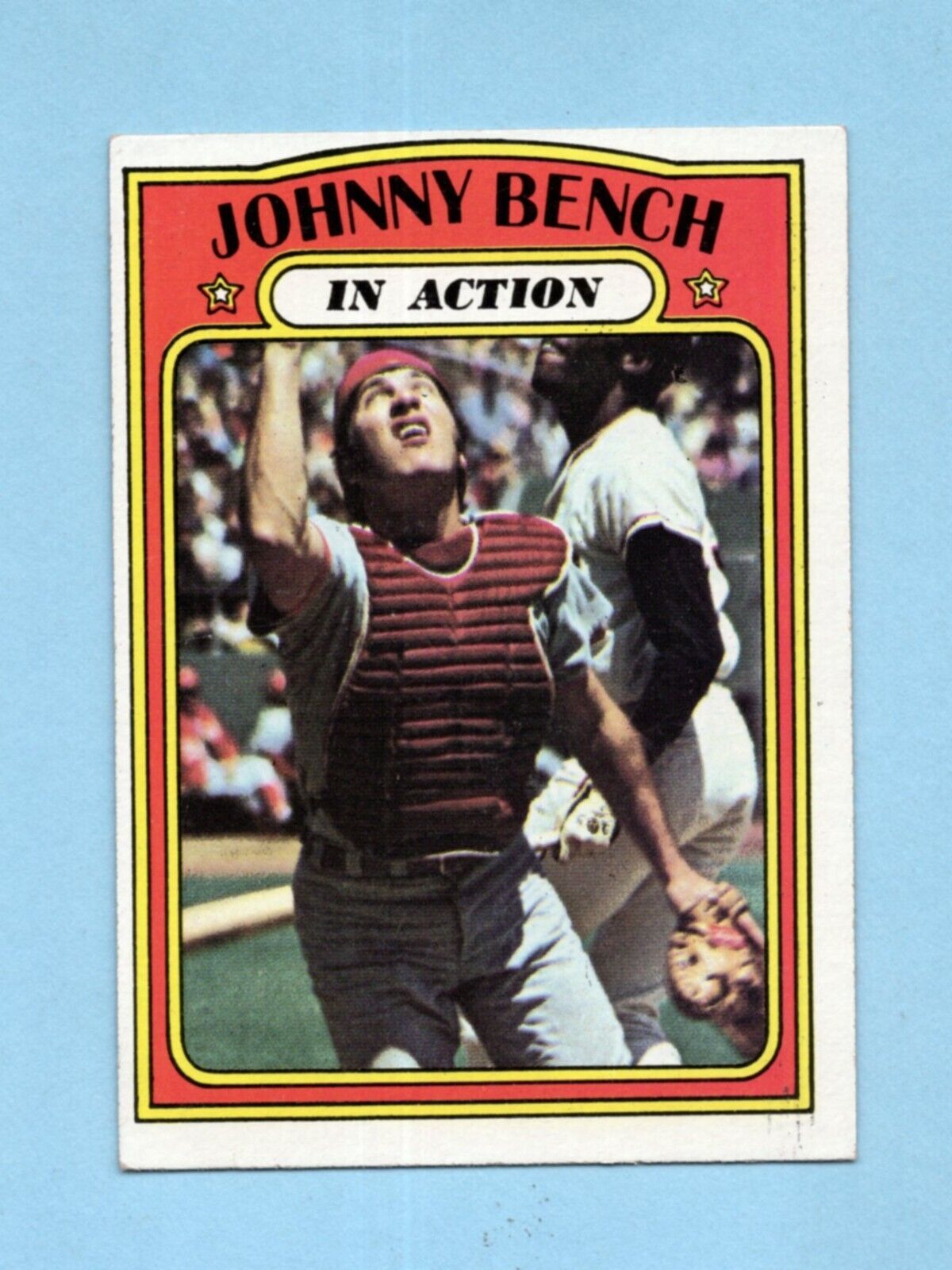 1972 Topps #434 Johnny Bench In Action Cincinnati Reds Baseball Card EX+