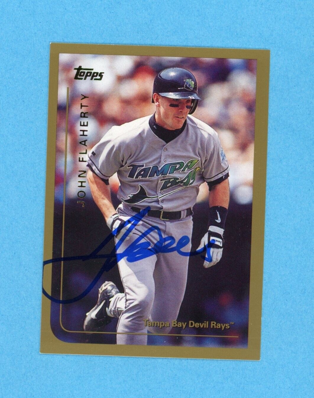 John Flaherty Tampa Bay Devil Rays 1999 Topps #4 Autographed Baseball Card