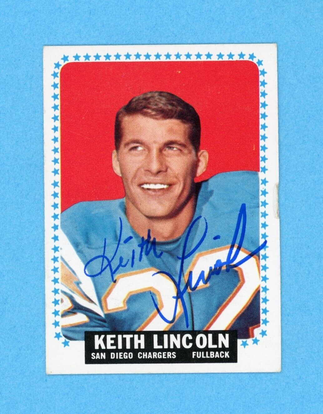 Keith Lincoln San Diego Chargers 1964 Topps #164 Autographed Football Card