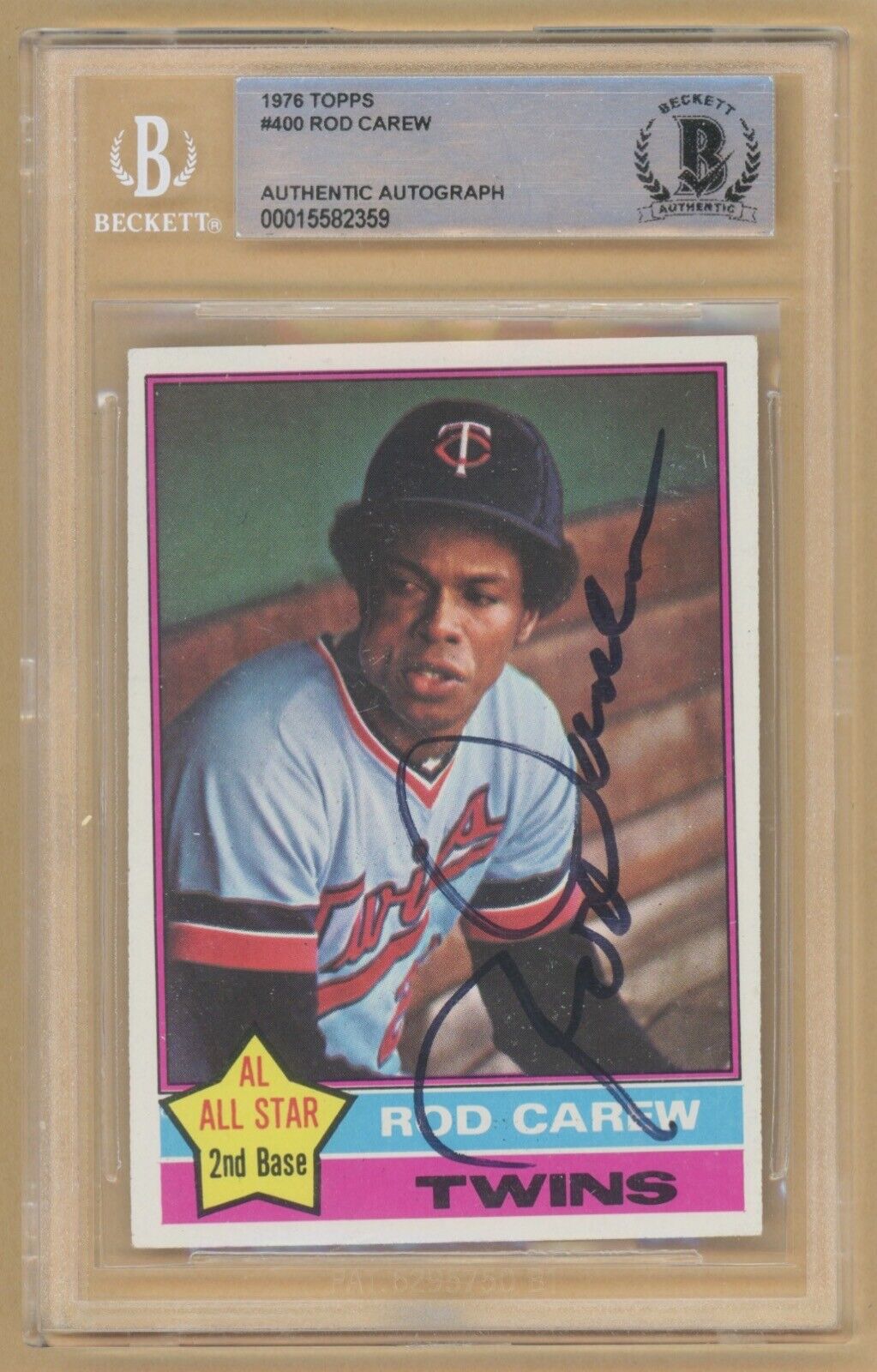 Rod Carew Signed 1976 Topps Card #400 Beckett Slabbed Authentic Auto