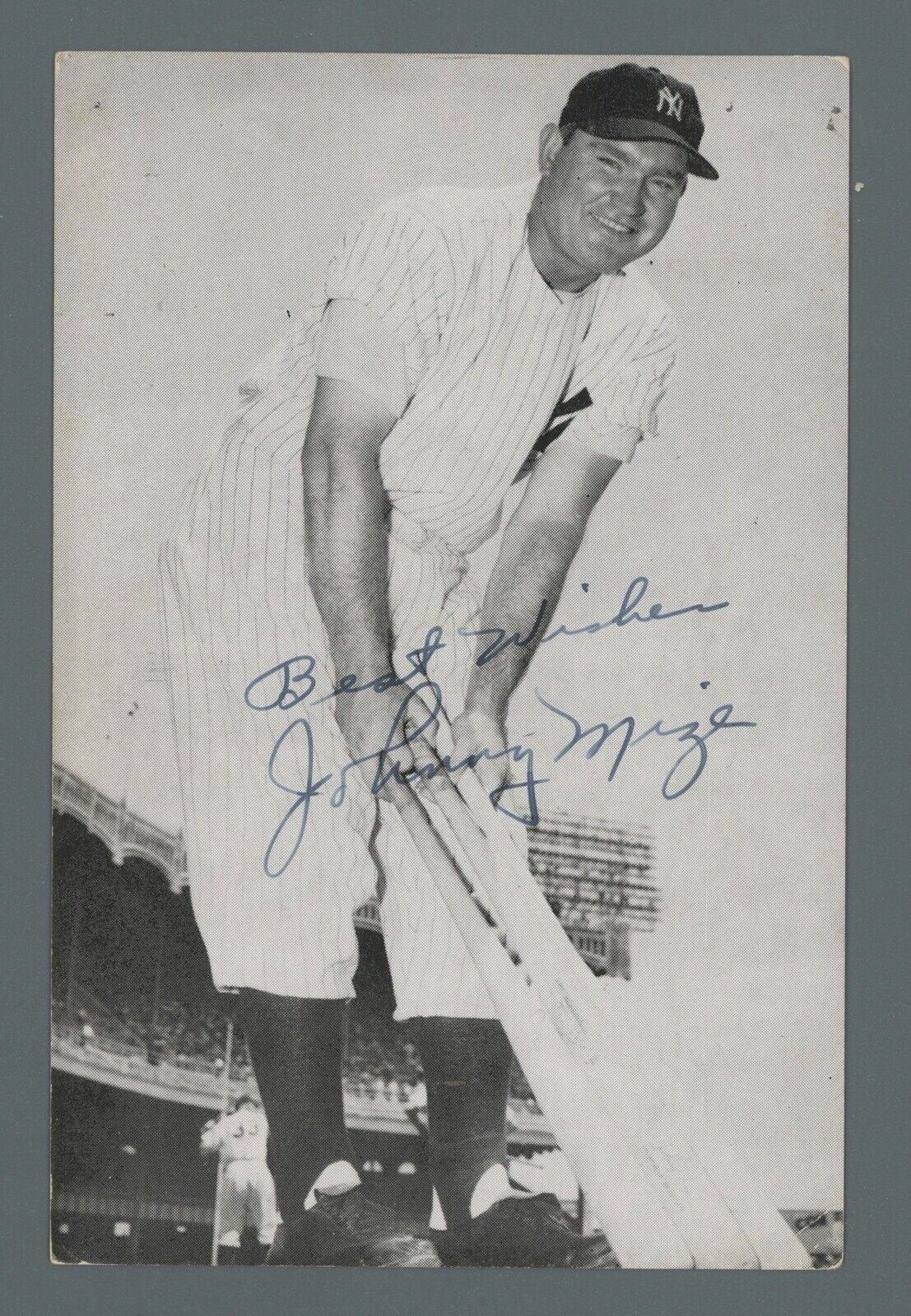 Johnny Mize Signed Postcard Auto with B&E Hologram