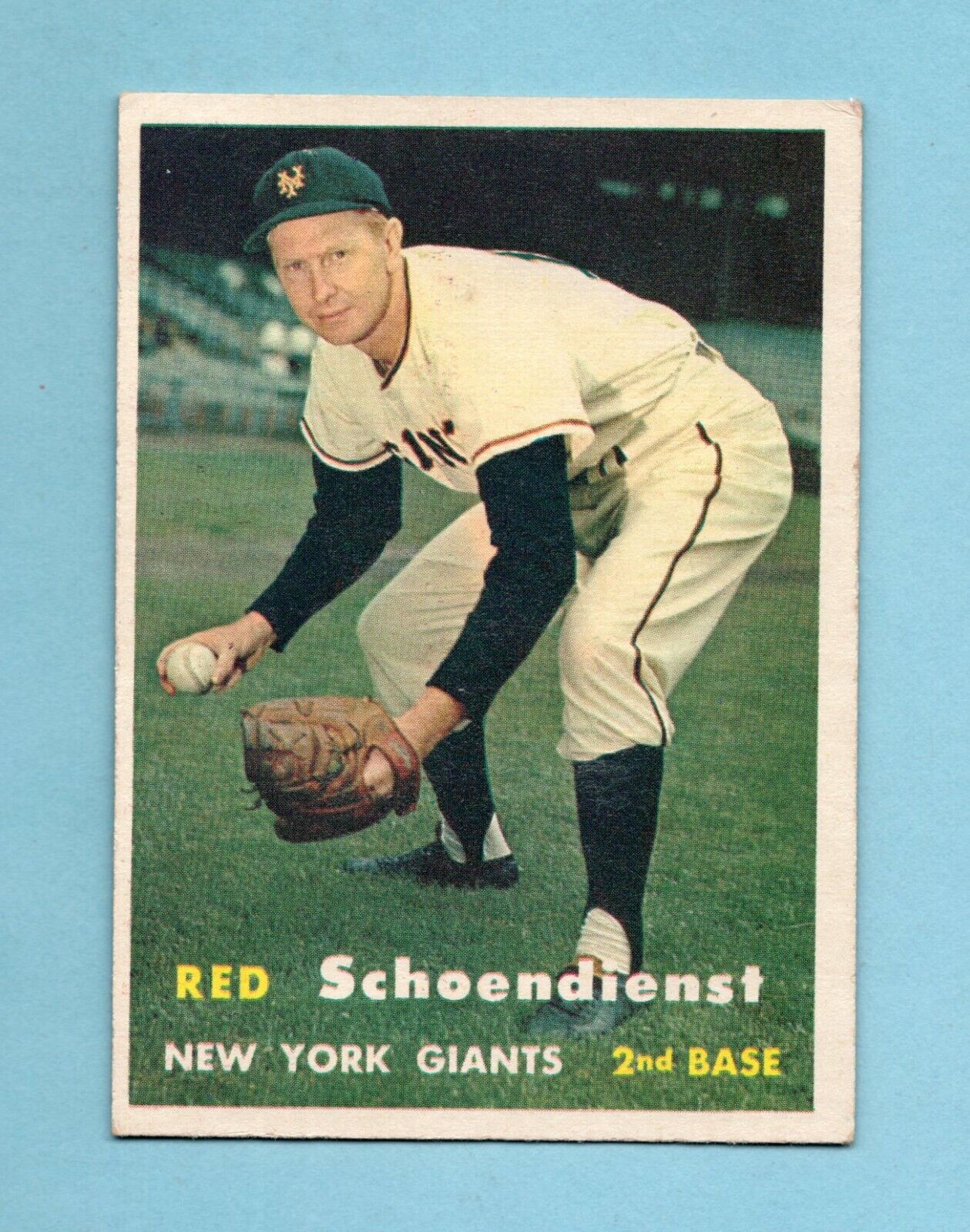 1957 Topps #154 Red Schoendienst New York Giants Baseball Card EX wrks on back