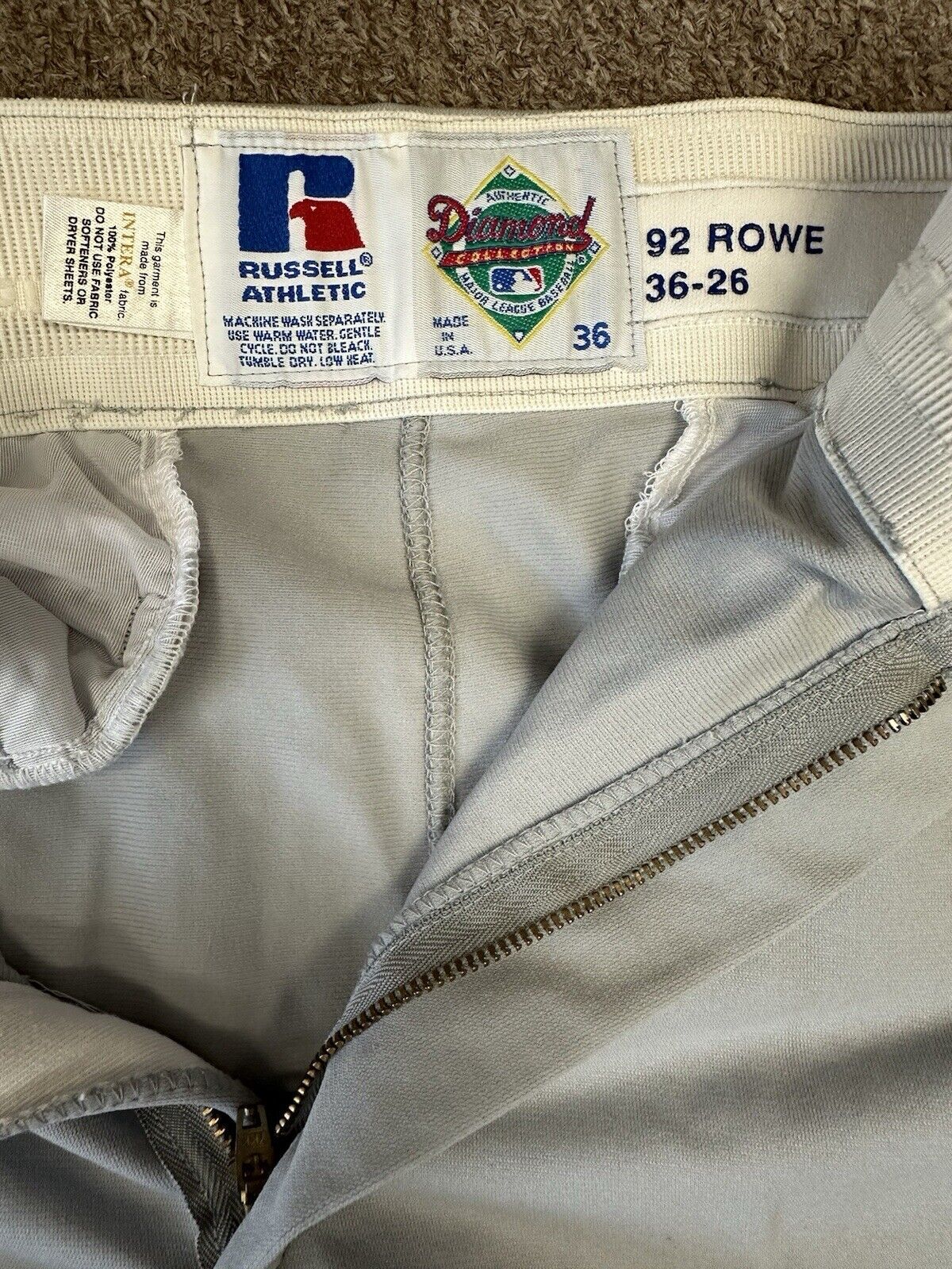 1992 Don Rowe Milwaukee Brewers Pitching Coach GAME USED Road Baseball Pants