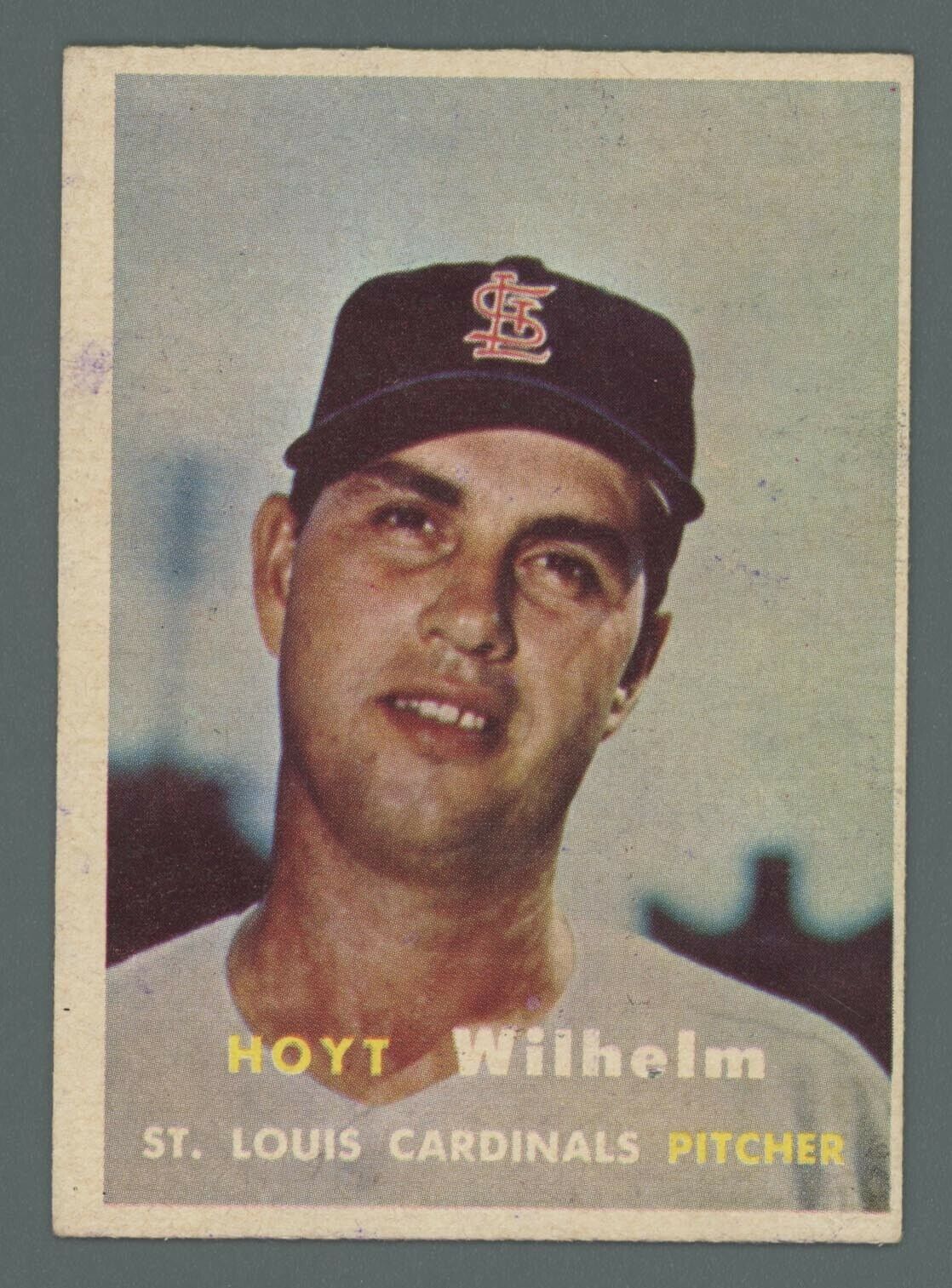 1957 Topps #203 Hoyt Wilhelm St. Louis Cardinals Baseball Card EX+ o/c prt mk ls