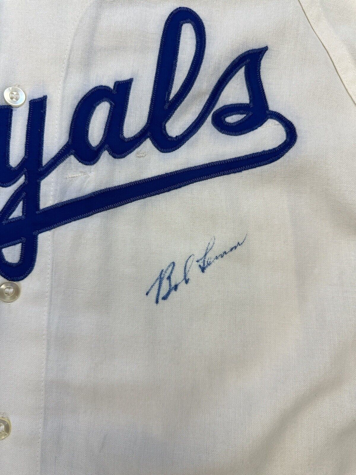 1971 Bob Lemon HOFer Kansas City Royals GAME USED SIGNED Home Flannel Jersey #21