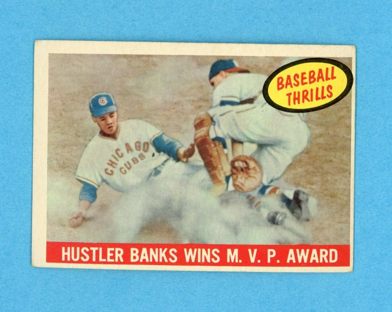 1959 Topps #469 Baseball Thrills Ernie Banks Chicago Cubs Baseball Card EX