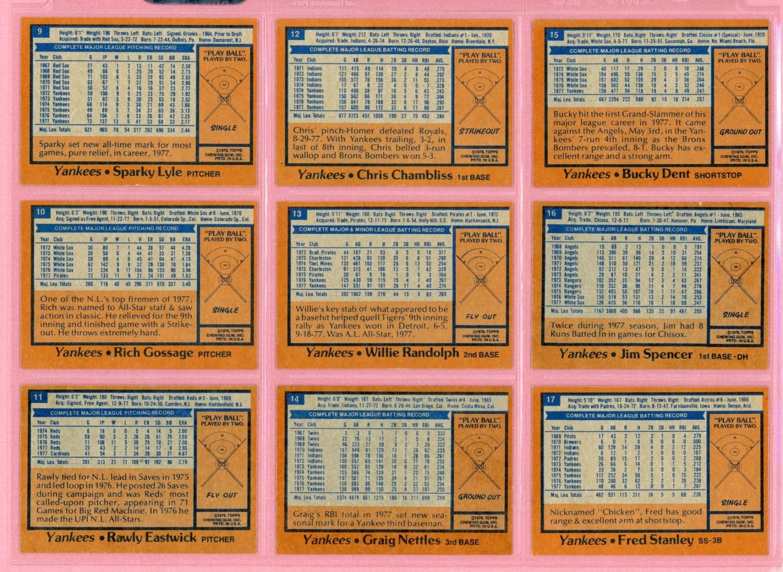 1978 Topps Burger King NY Yankees Complete Set of 23 Baseball Cards Ex/Mt - NM