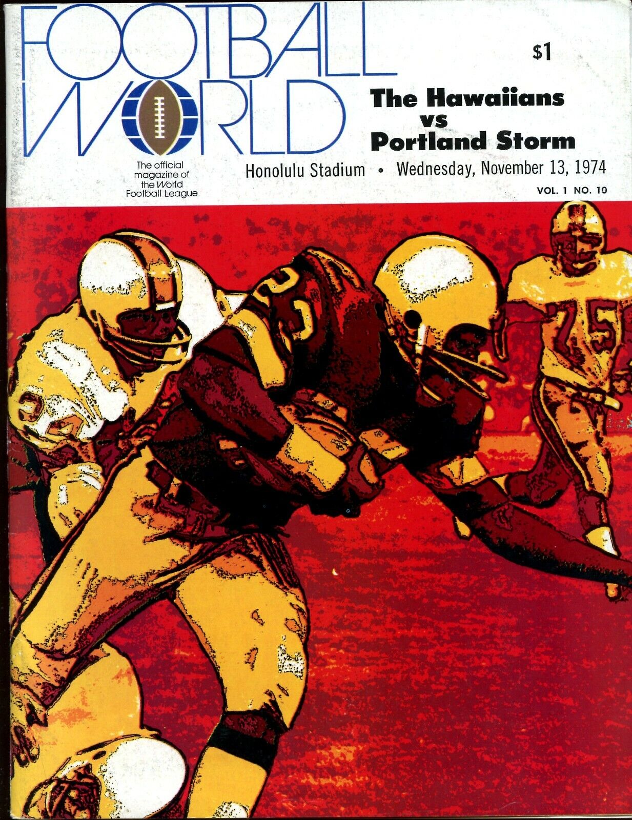 November 13 1974 WFL Program Portland Storm at Hawaiians EX+