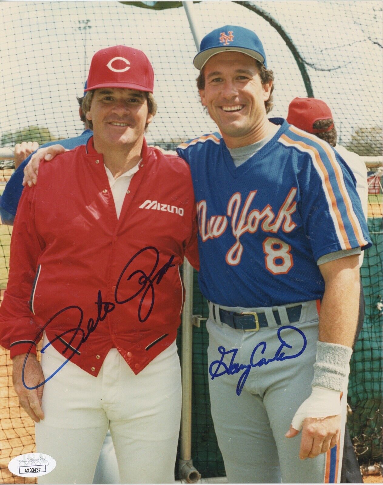 Pete Rose & Gary Carter Signed 8x10 Photo Autos w JSA Certification