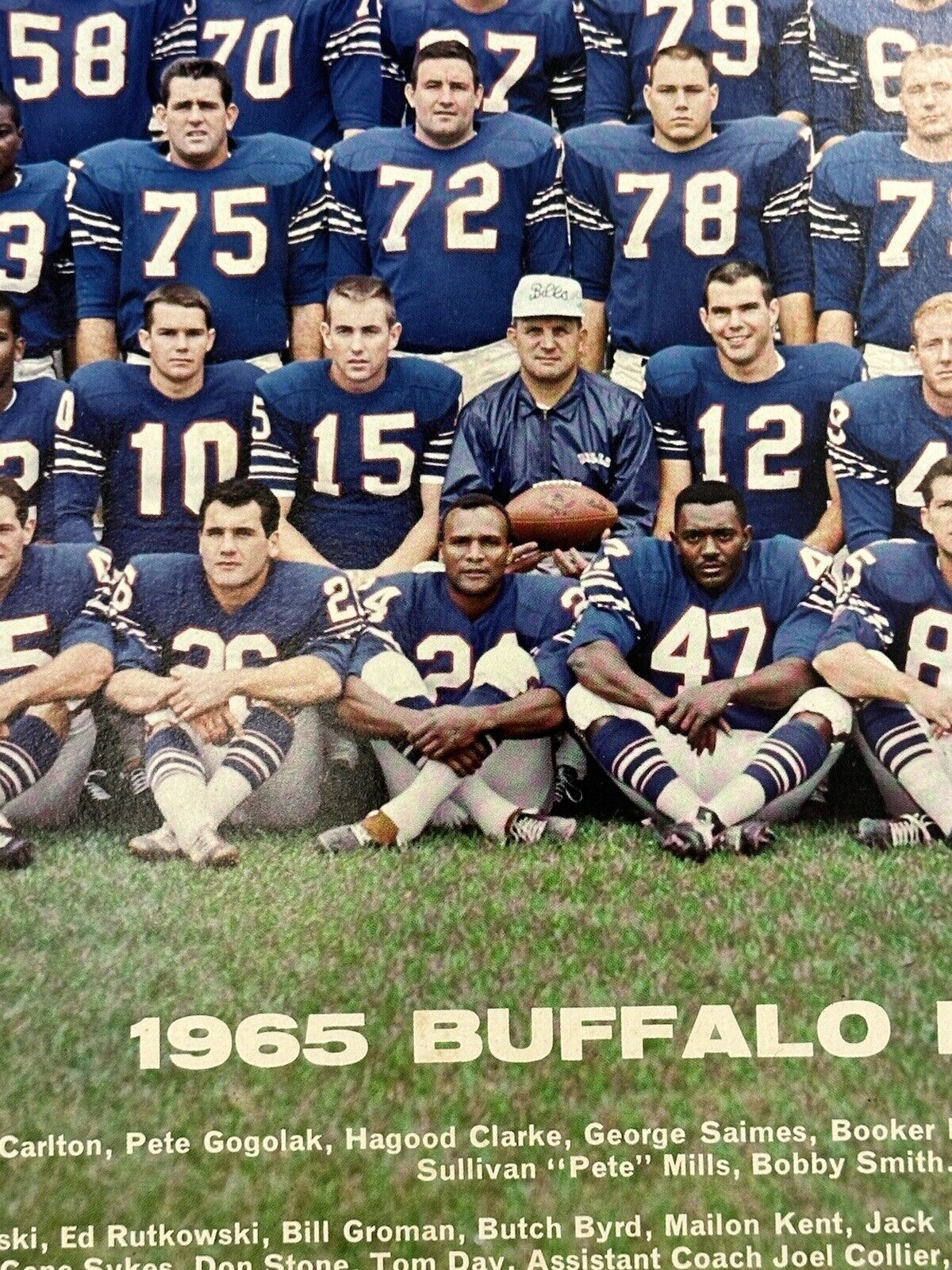 1965 World Champions Buffalo Bills 14.5 x 20 AFL Color Team Photo w/ Kemp - RARE