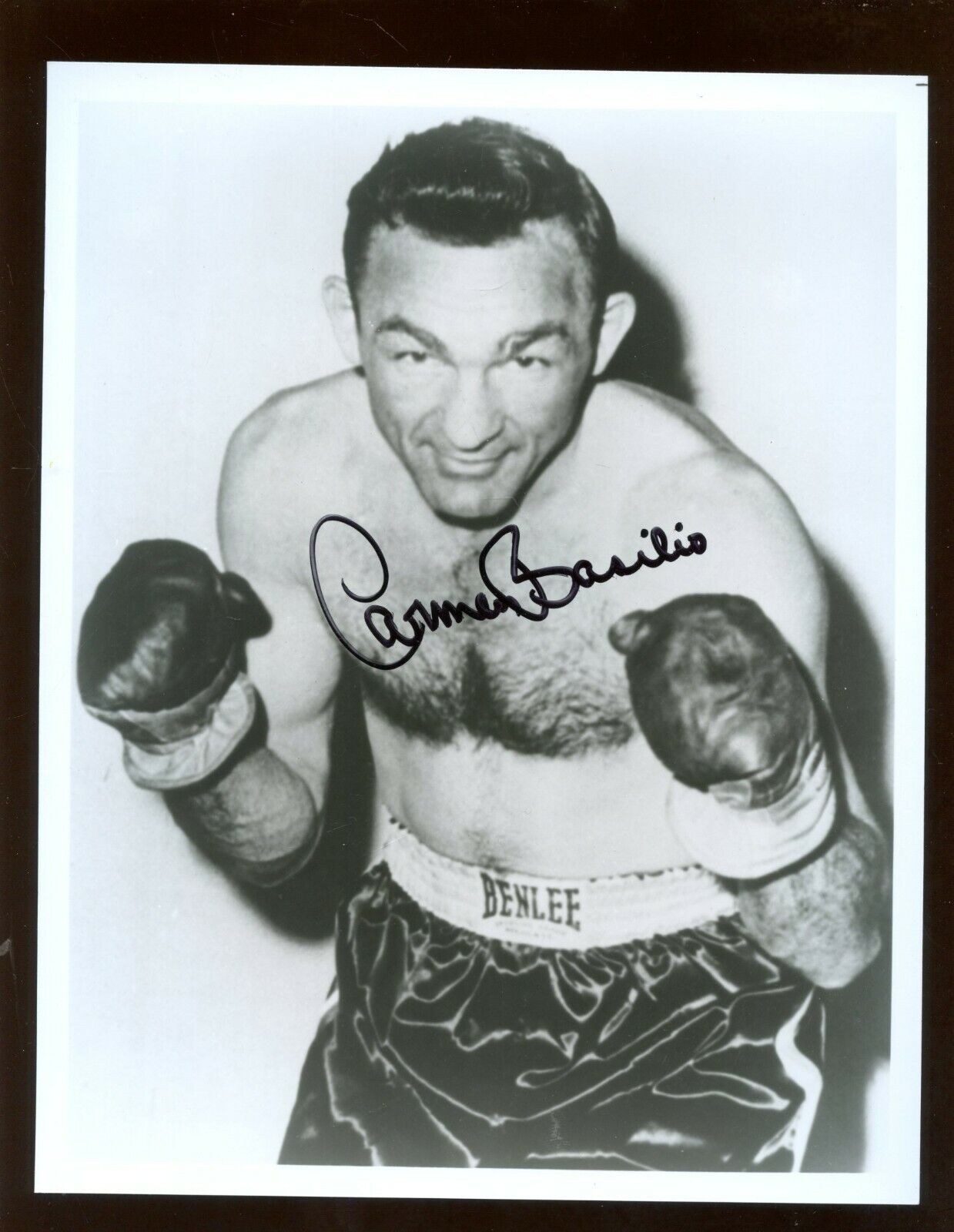 Carmen Basilio Autographed 8 X 10 Photo #1 B & E Hologram