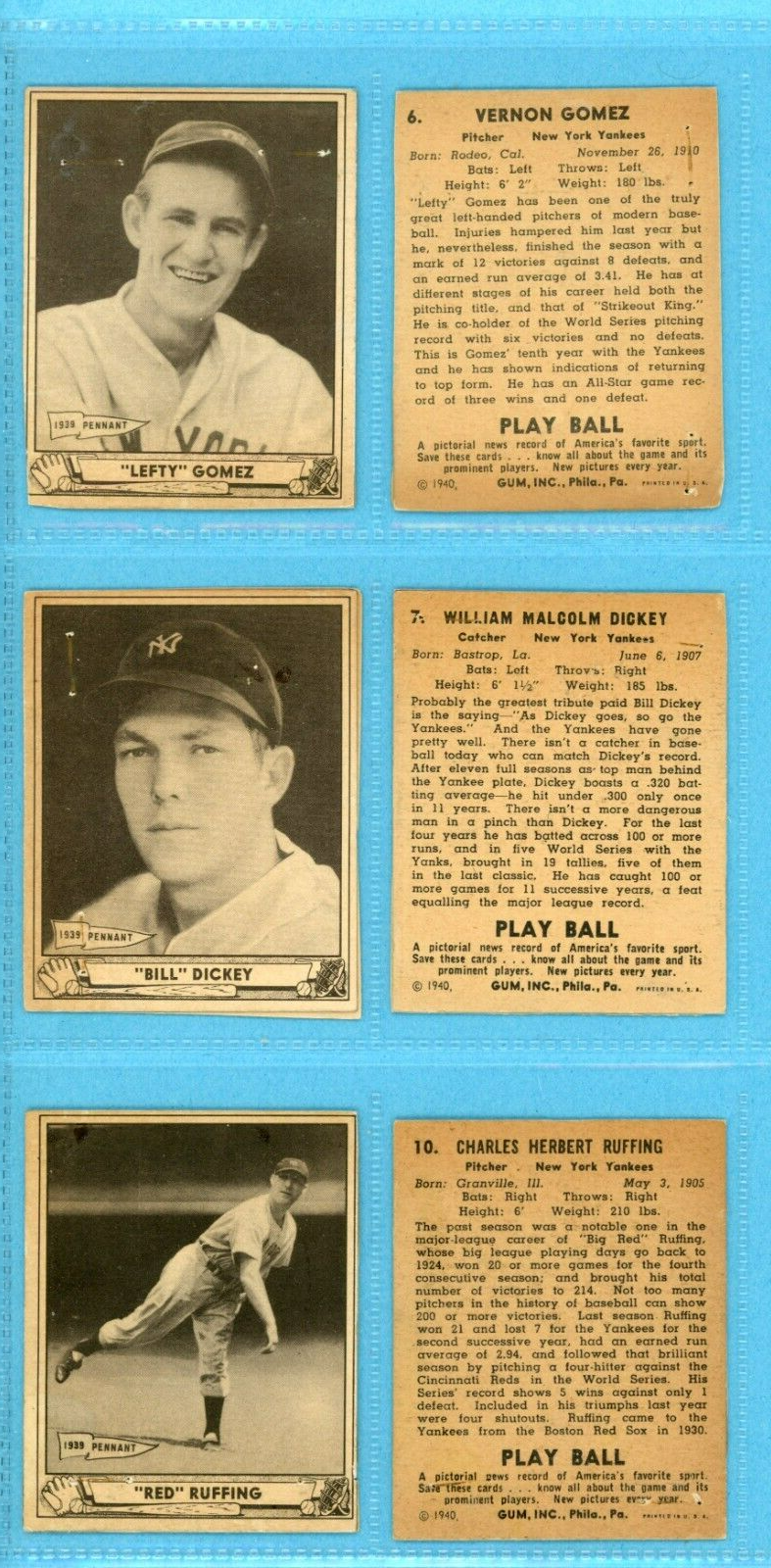 Scrapbook Collection of 14 1940 HOFer Play Ball Baseball Cards w/ Honus Wagner +