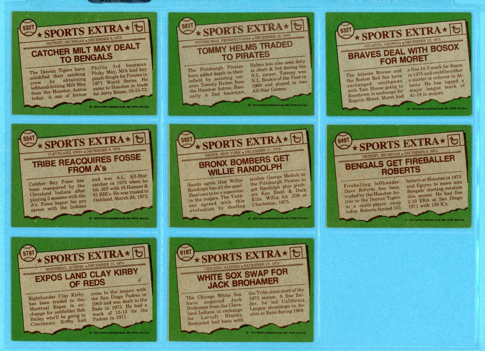 1976 Topps Traded Complete Set of 44 Baseball Cards Ex/Mt - NM