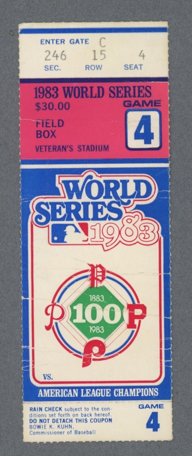 1983 World Series Game 4  Baltimore Orioles at Philadelphia Phillies Ticket Stub