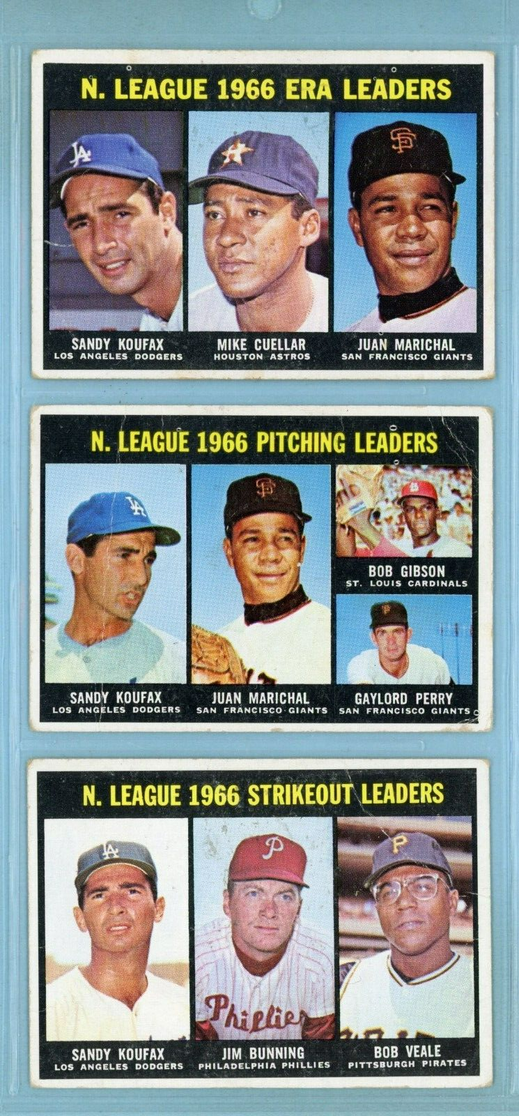 1967 Topps Lot of 3 Different Sandy Koufax 1966 League Leader Baseball Cards LG