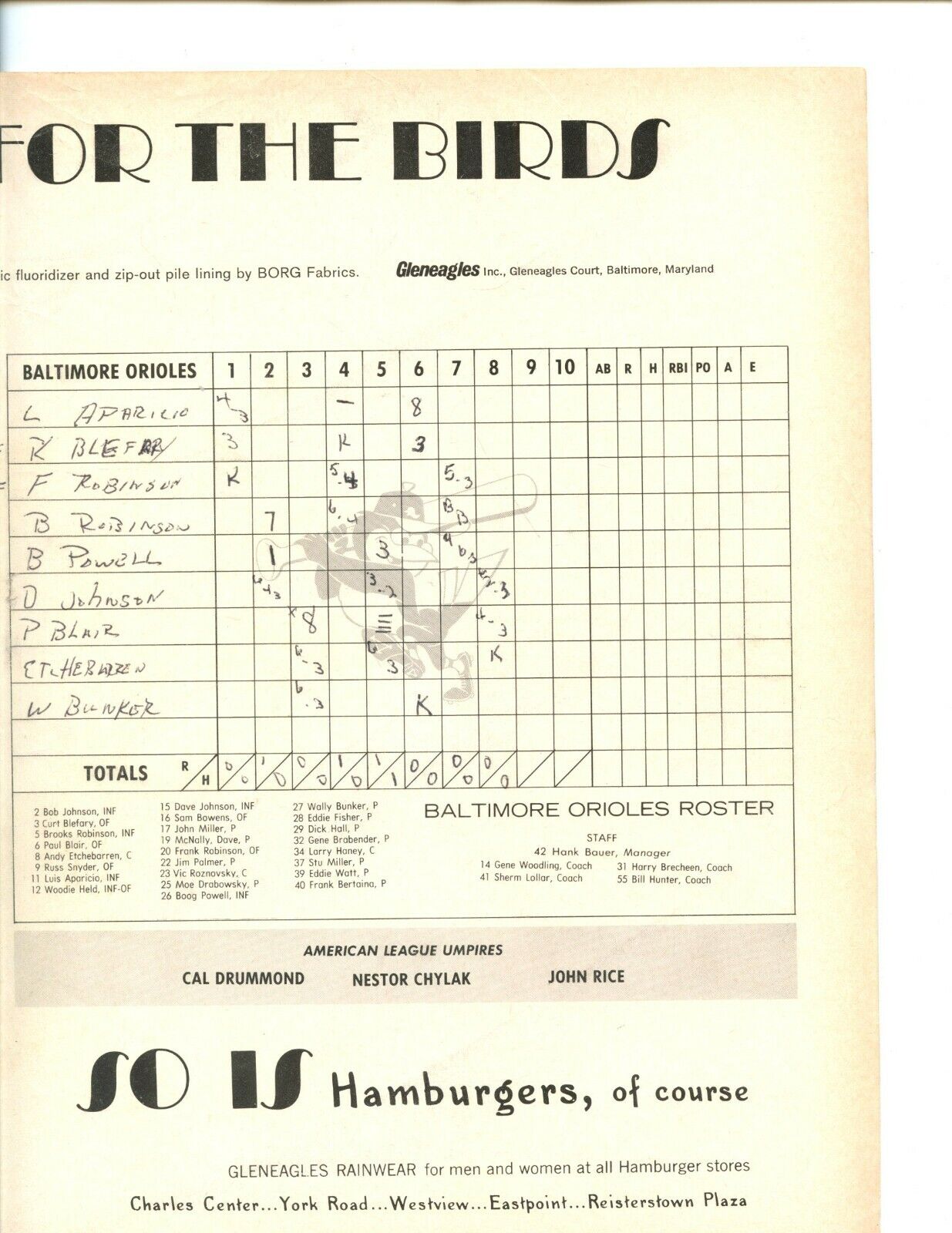 1966 World Series Program Los Angeles Dodgers at Baltimore Orioles Game 3 VGEX