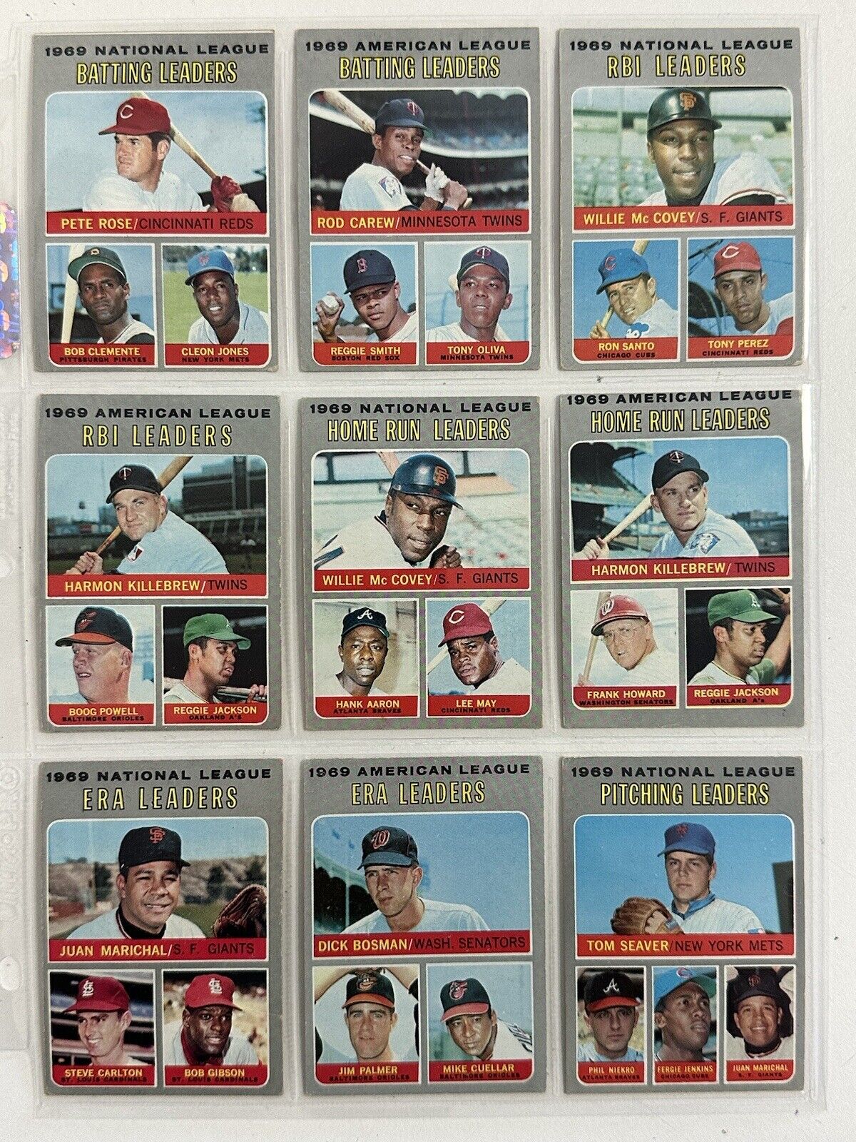 1970 Topps Baseball Leaders Set of 12 w/ Rose Reggie Clemente Aaron Carew - EX