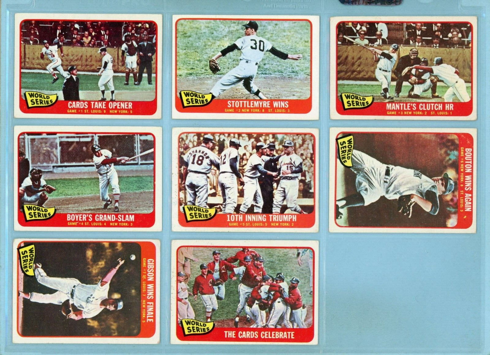 1965 Topps Set of 8 1964 World Series Special Baseball Cards Vg - Vg/Ex