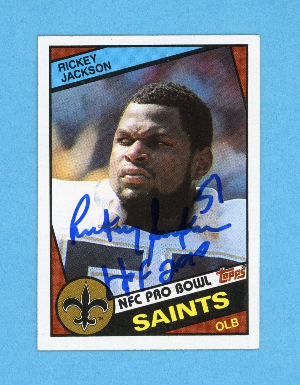 Rickey Jackson New Orlean Saint Rookie 1984 Topps #303 Autographed Football Card