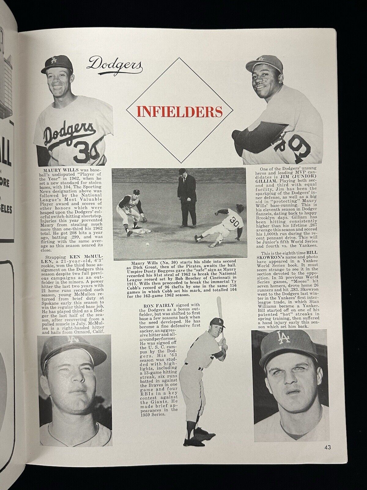 1963 New York Yankees World Series Program vs Los Angeles Dodgers - EX Unscored