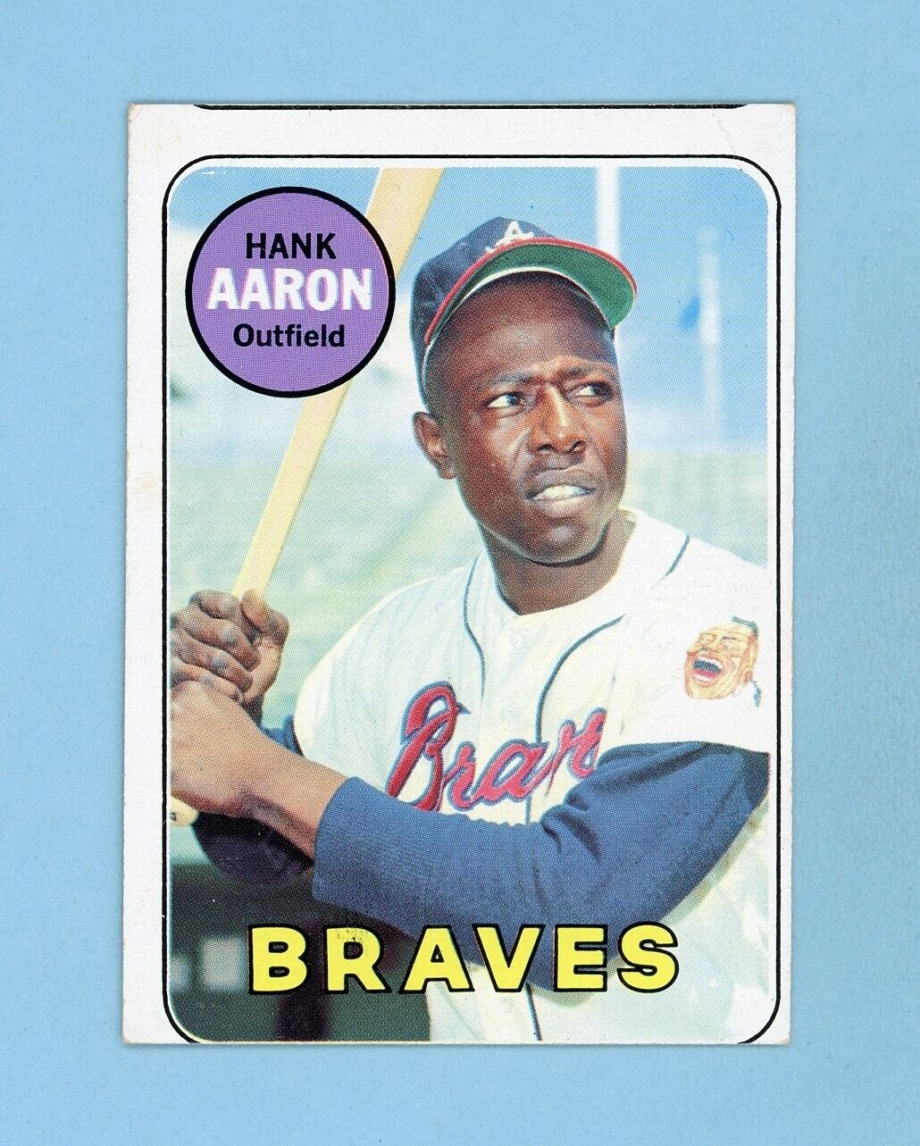 1969 Topps #100 Hank Aaron Atlanta Braves Baseball Card EX - EX++ o/c ap wk/cr