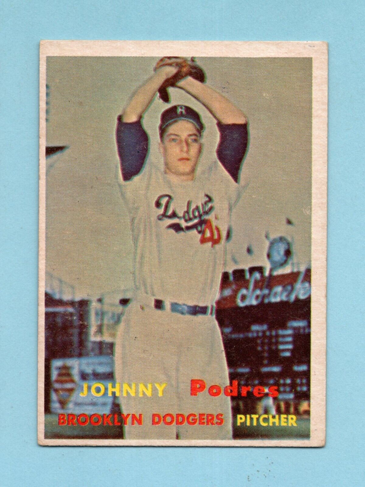 1957 Topps #277 Johnny Podres Brooklyn Dodgers Baseball Card EX