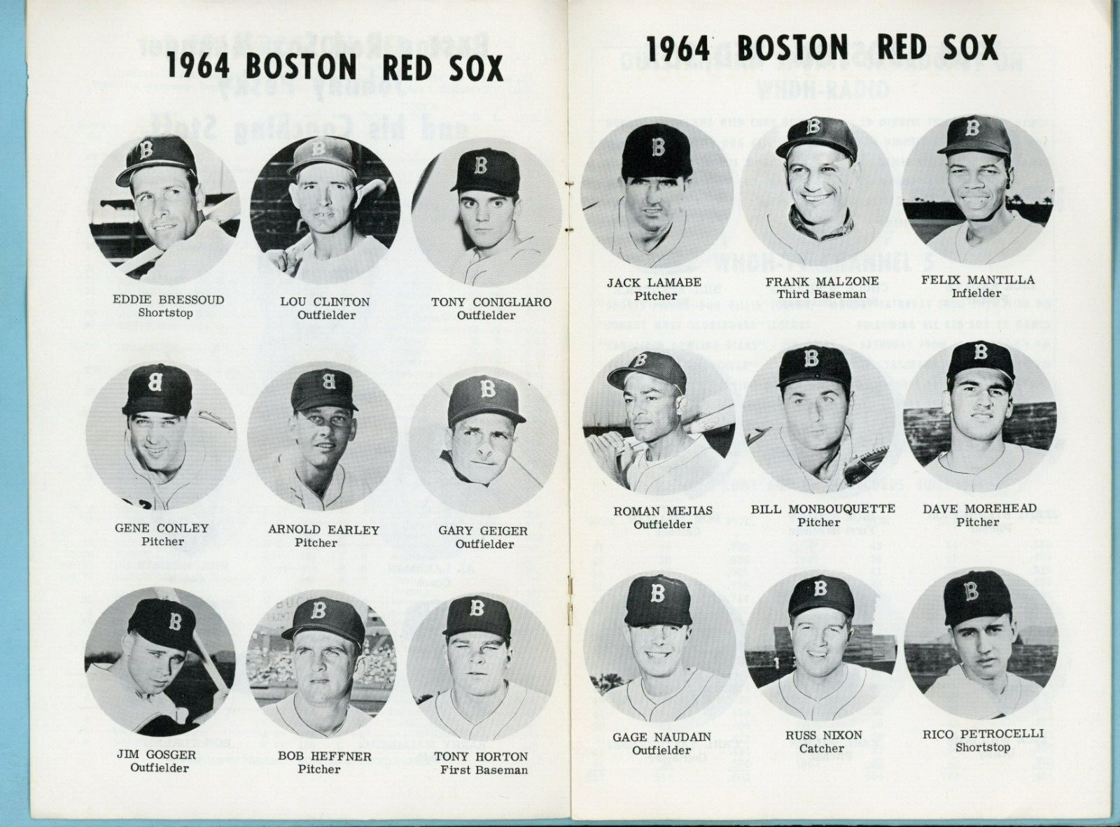 1964 Boston Red Sox On The Air TV & Radio Baseball Preview Curt Gowdy on cover