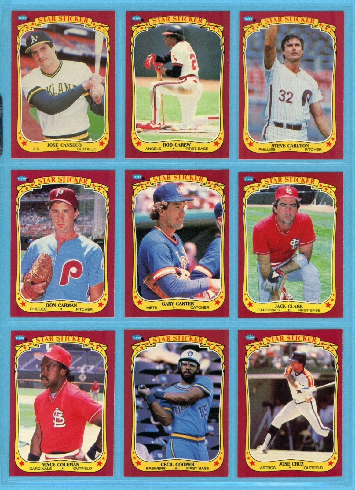 1986 Fleer Star Stickers Complete Set of 132 Baseball Cards NM