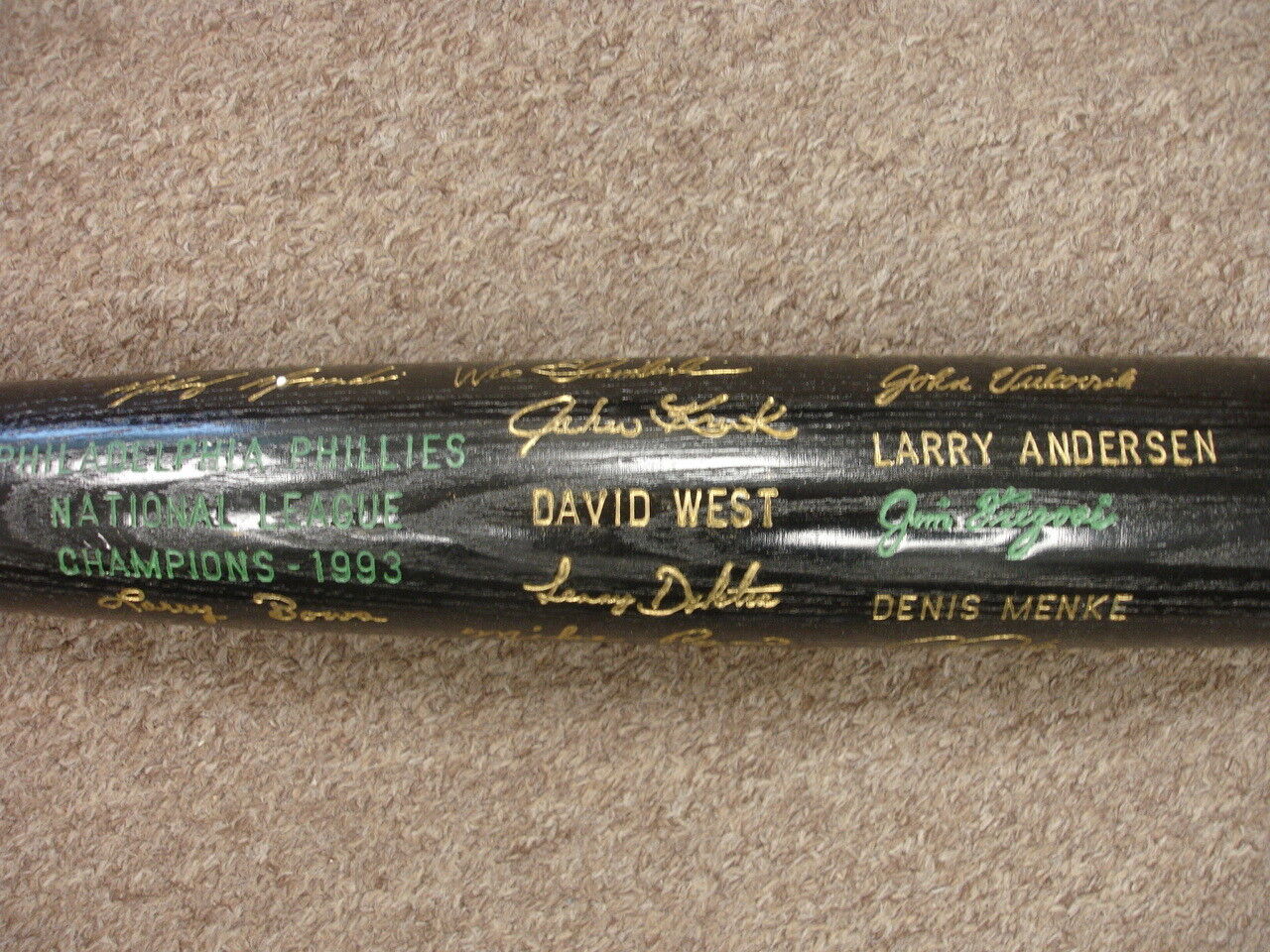 1993 Philadelphia Phillies NL Champions Louisville Slugger Black Baseball Bat 