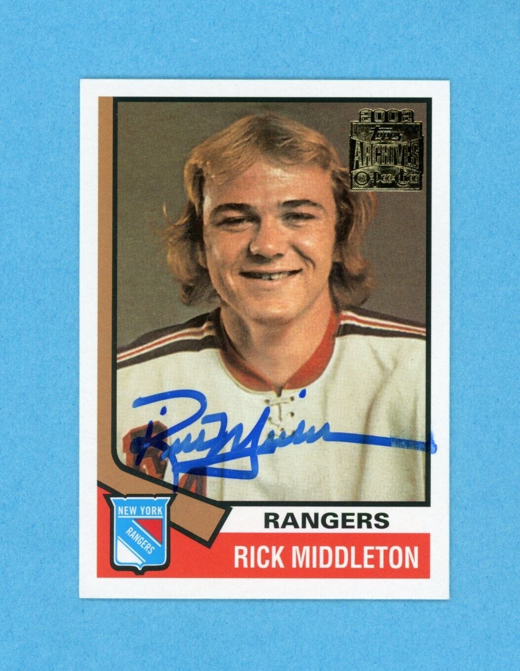 Rick Middleton 2001-02 Topps/OPC Archives #18 Autographed Hockey Card