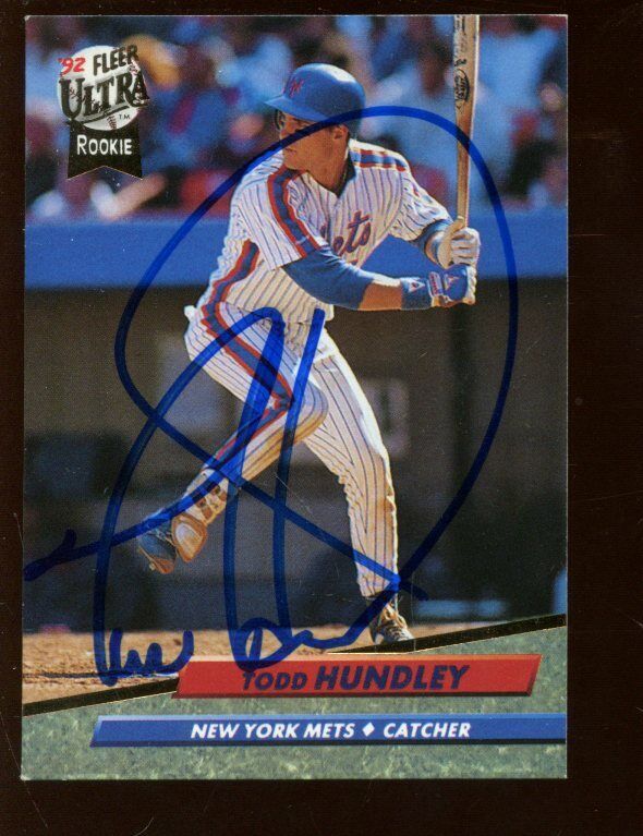 1992 Fleer Ultra Baseball Card #233 Todd Hundley Autographed NRMT