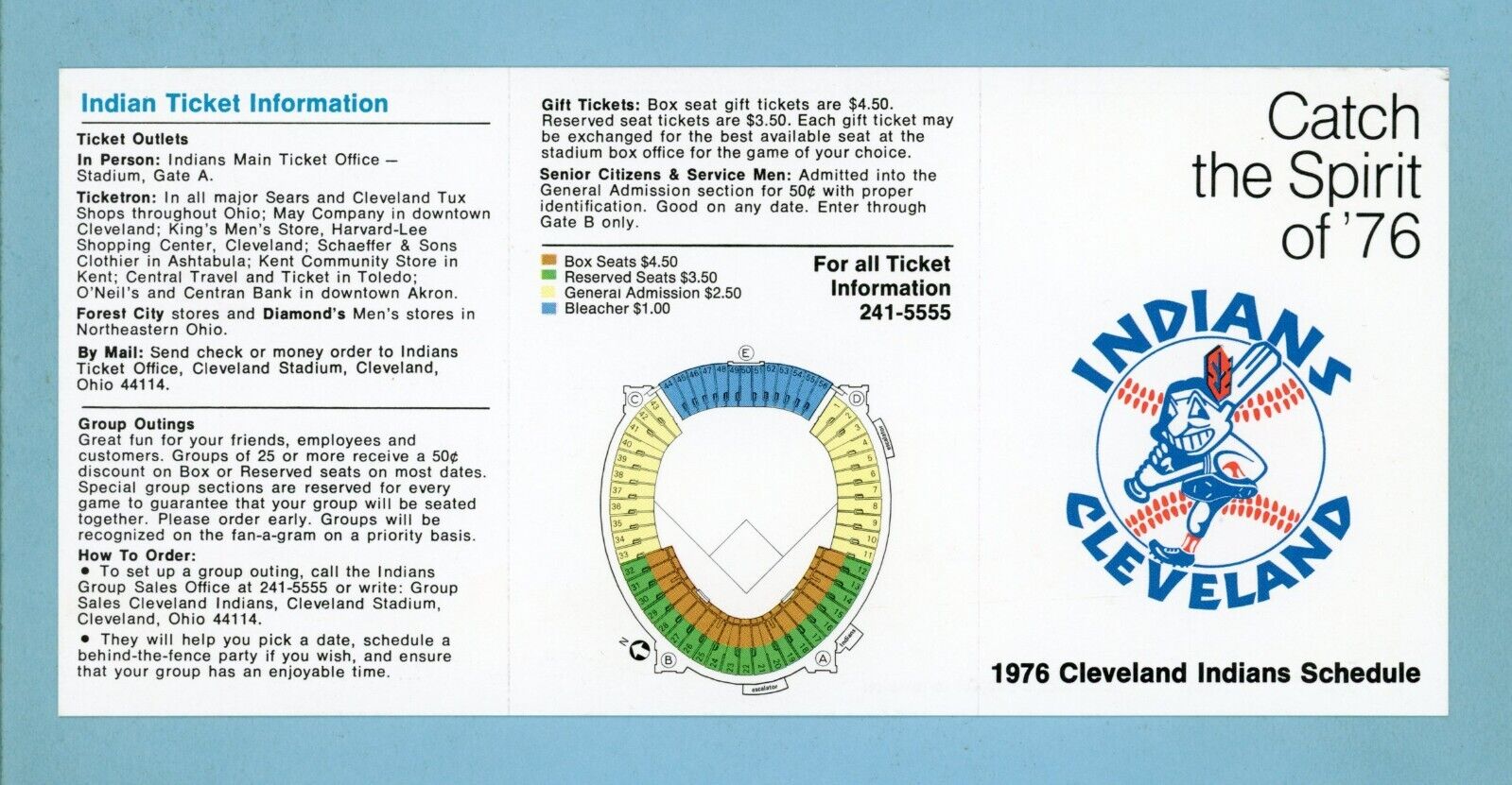 1976 Cleveland Indians Pocket Schedule