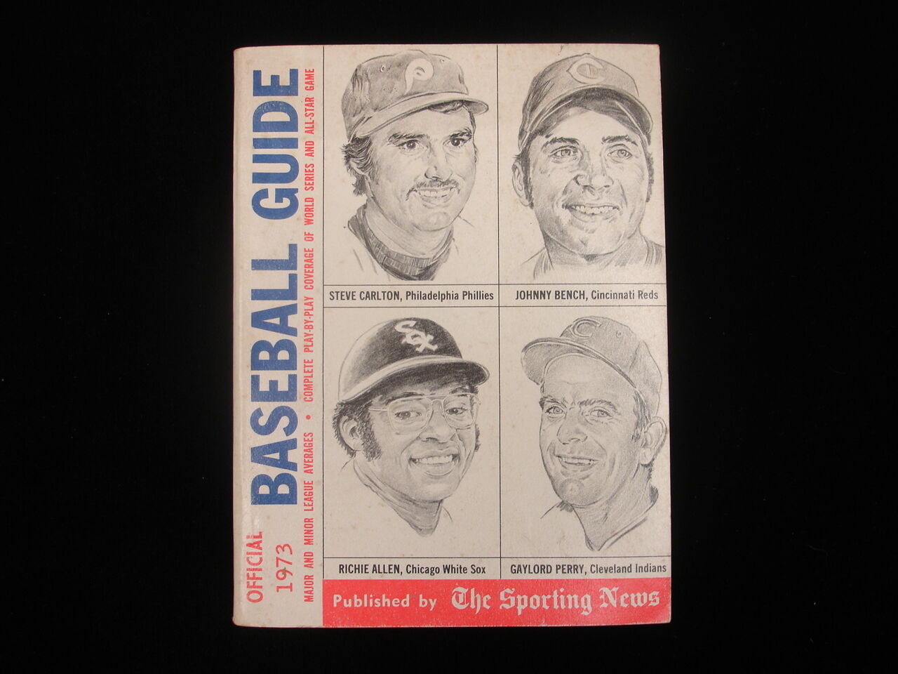 1973 Official TSN Baseball Guide - Carlton/Bench/Allen/Perry Cover