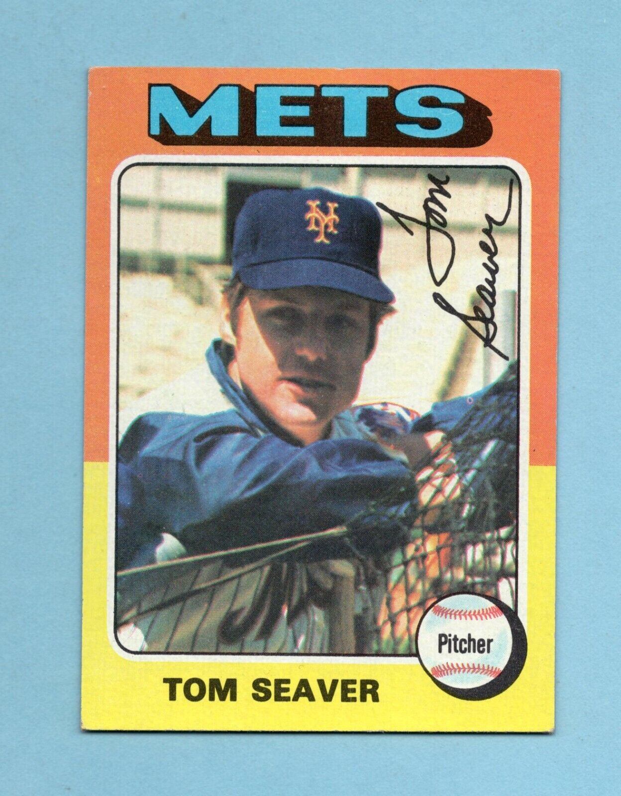 1975 Topps #370 Tom Seaver New York Mets Baseball Card EX+ ap cres