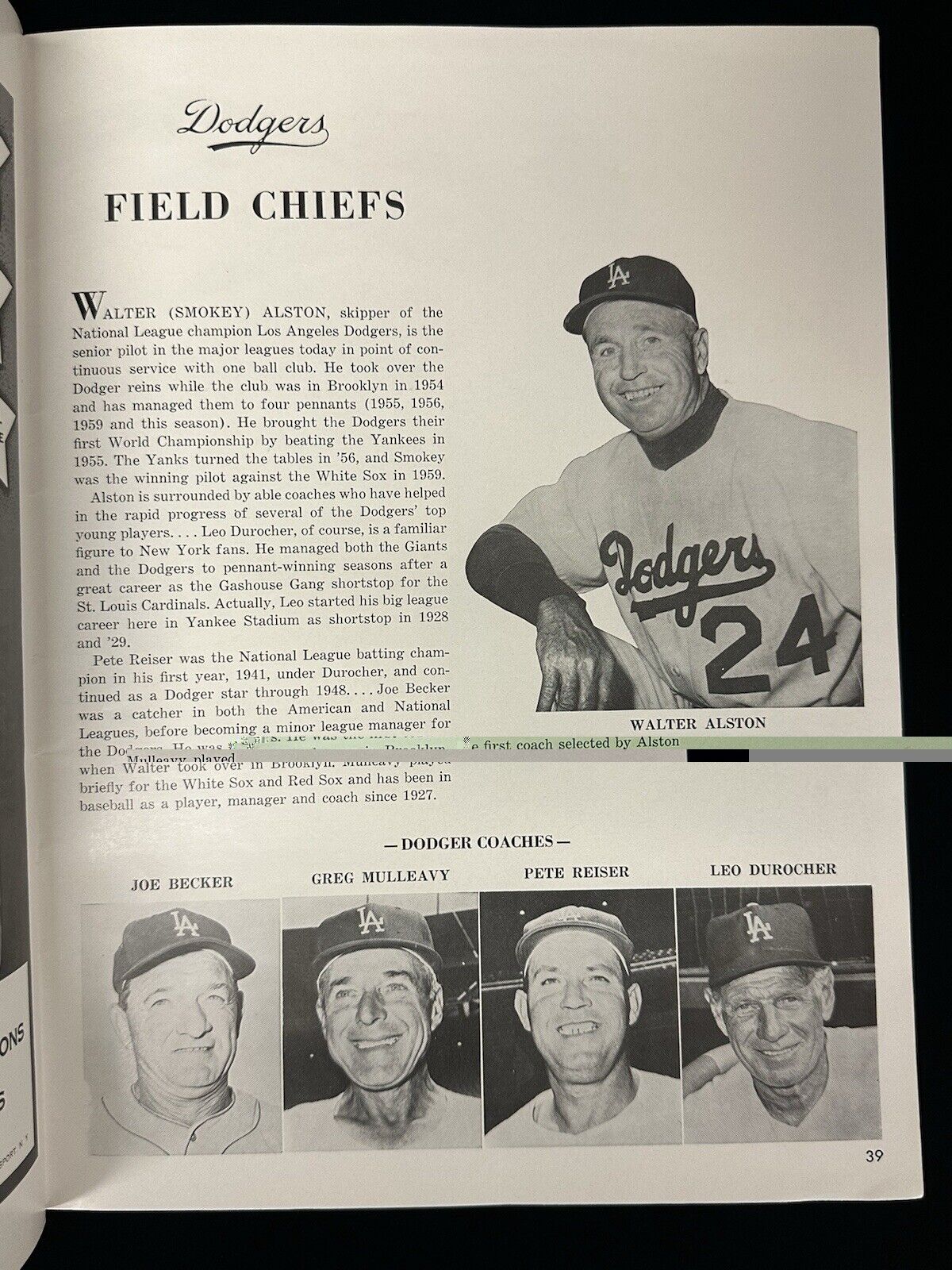 1963 New York Yankees World Series Program vs Los Angeles Dodgers - EX Unscored