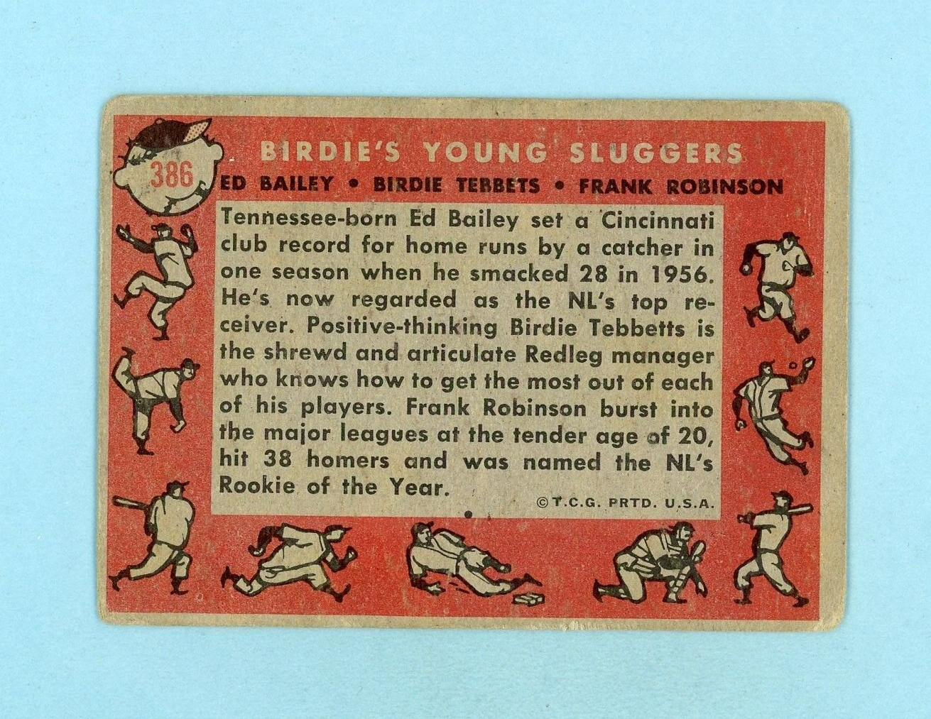 1958 Topps #386 Birdies Young Sluggers Frank Robinson Cinn Reds Baseball Card LG